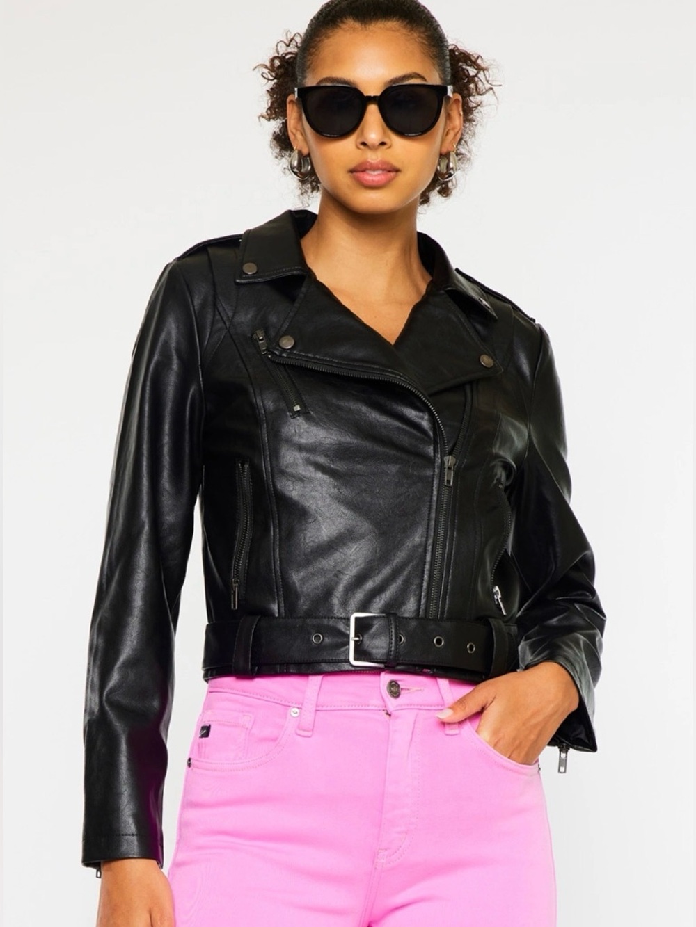 Women's Black High Quality Faux Leather Moto Jacket